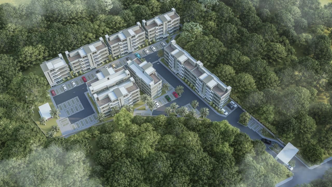 Vista aérea de un conjunto residencial